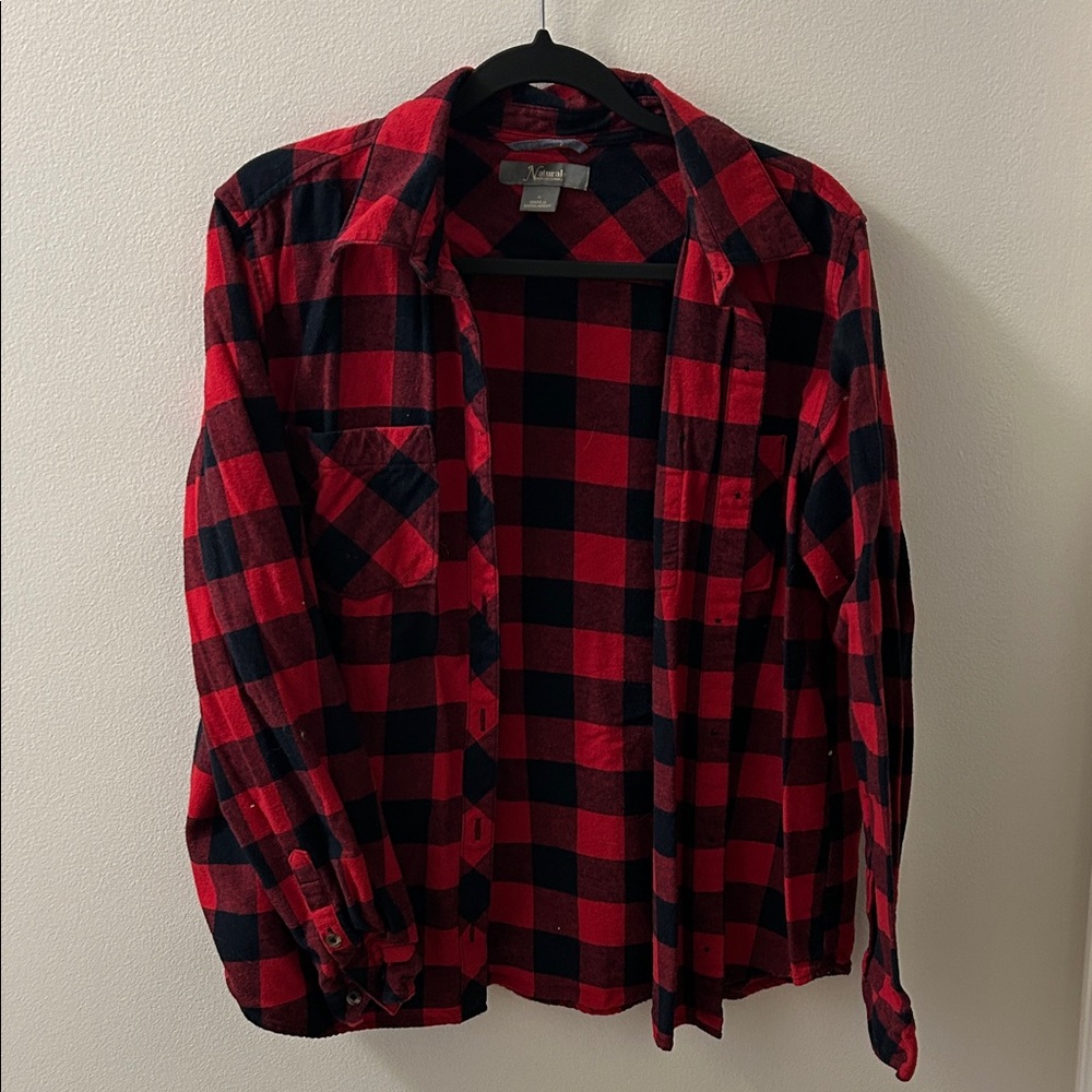 Natural Reflections Red and Black Plaid Shirt